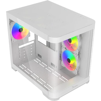 Imagen 5 de Gabinete Curvo Xzeal XZGAMC3W M-ATX/ITX Blanco con 3 Ventiladores RGB