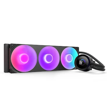 Imagen de referencia para NZXT Kraken Plus 360 RGB Negro - Modelo RL-KR360-B2 - Enfriador Líquido de CPU AIO - Radiador de 360 mm - Ventilador de Fotograma Único de Núcleo RGB F360 - LCD Cuadrado de 1,54" - Compatible con AMD® AM5, AM4 - Intel® LGA 1851/1700, 1200/115X