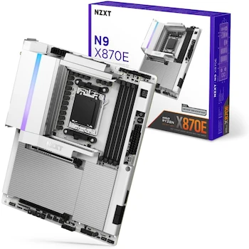 Imagen de referencia para NZXT N9 X870E White RGB Motherboard - AMD X870E Chipset, AM5 Socket, DDR5 Memory, ATX Form Factor, WiFi 7, Bluetooth 5.4, Model N9-X87XT-W1, Full Metal Cover, White PCB, Clean Gamer Design