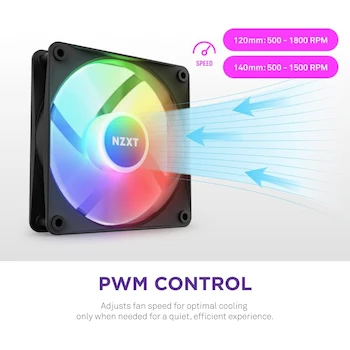 Imagen 5 de NZXT F120 RGB Core - Ventilador RGB montado en concentrador de 120 mm - Color Negro - Modelo RF-C12SF-B1 - Serie F - Dimensiones 120x120x26 mm - Paquete Individual
