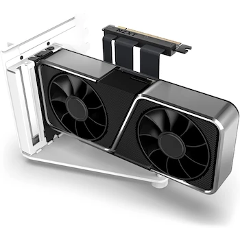 Imagen 5 de NZXT Kit de Montaje Vertical para GPU AB-RH175-W1, Cable Elevador PCIe 4.0 x16 de 175 mm, Soporte para GPU, Soporte de Acero, Color Blanco Mate, Dimensiones 186.8 mm x 144.7 mm x 150.4 mm