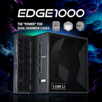 Imagen 2 de Lian Li Edge Series EG1000 - Fuente de Alimentación Modular 1000W 80 Plus Platinum ATX 3.1 PCIe 5.1 Diseño L para Carcasa Doble Cámara Color Negro