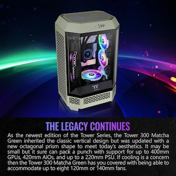 Imagen 3 de Thermaltake The Tower 300 Matcha Green Micro-ATX Micro Tower Chassis - 2x140mm CT Fans Included - Octagonal Prism Design - CA-1Y4-00SEWN-00