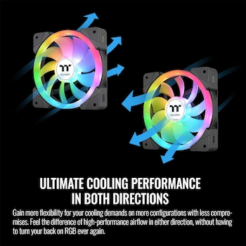 Imagen 5 de Thermaltake SWAFAN EX12 ARGB Sync PC Cooling Fan TT Premium Edition, 3-Pack, 120mm, Cuchillas Invertibles, Conexión Magnética, Negro, Modelo CL-F167-PL12SW-A