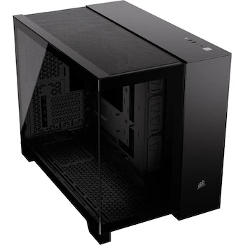 Imagen de referencia para CORSAIR 2500X Caja de PC mATX Pequeña-Torre Doble Cámara Cristal Templado Panorámico Negro Sin Ventiladores Incluidos Compatible con Placa Base de Conexión Inversa