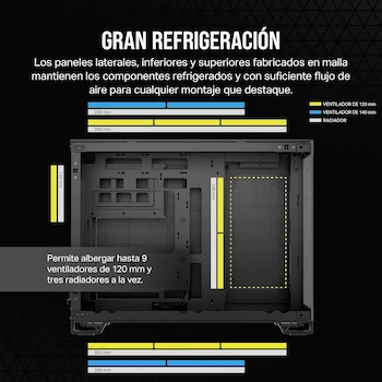 Imagen 5 de CORSAIR 2500X Caja de PC mATX Pequeña-Torre Doble Cámara Cristal Templado Panorámico Negro Sin Ventiladores Incluidos Compatible con Placa Base de Conexión Inversa