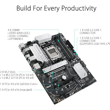 Imagen 3 de ASUS Tarjeta Madre AMD B650, Prime B650-PLUS, Socket AM5, Ryzen 7000, ATX, DDR5