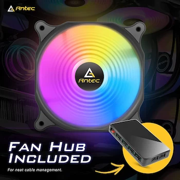 Imagen 4 de Antec F12 Racing ARGB 3PK, Paquete de 3 Ventiladores de Caja ARGB de 120 mm, Color Negro, Dimensiones 120x120x25 mm, Serie Racing, Modelo F12 R ARGB, ASIN B0C3MC1TGY