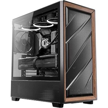 Imagen de referencia para Antec Flux Wood Mid-Tower E-ATX, 5 Ventiladores PWM Incluidos, Panel Frontal Alto Flujo con Nogal, Tipo C, Soporte Radiador 420 mm, Placas Base Back-Connect