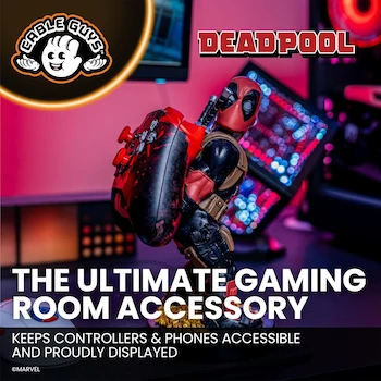 Imagen 3 de Cable Guys - Marvel Rear View Deadpool: Soporte para Teléfono Móvil y Controlador de Juegos, Figura con Licencia, Color Rojo, Modelo CGCRAC300166, Dimensiones 12.5 x 11 x 22.6 cm, Peso 300 g