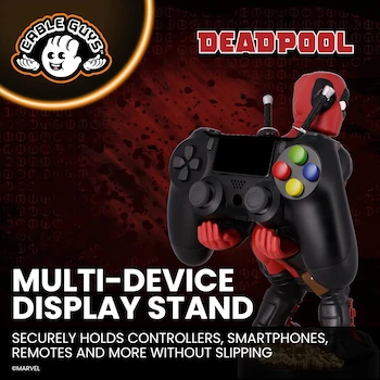 Imagen 4 de Cable Guys - Marvel Rear View Deadpool: Soporte para Teléfono Móvil y Controlador de Juegos, Figura con Licencia, Color Rojo, Modelo CGCRAC300166, Dimensiones 12.5 x 11 x 22.6 cm, Peso 300 g