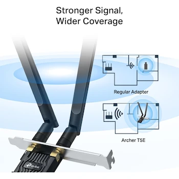 Imagen 5 de Tarjeta de Red Inalámbrica TP-Link Archer T5E AC1200 PCIe WiFi para PC con Bluetooth 4.2, Color Negro, Modelo Archer T5E, Serie Archer, Dimensiones 12.09 x 8.33 x 2.16 cm