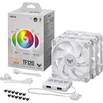 Imagen de referencia para ASUS TUF Gaming TF120 ARGB Edición Blanca (Paquete de 3 Ventiladores para Chasis, Tamaño 120 x 120 x 25 mm)