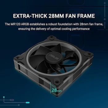 Imagen 2 de ASUS Prime MR120 ARGB Ventilador Inverso Negro Paquete Individual 120mm x 28mm Marco Extra Grueso con 20 LED ARGB