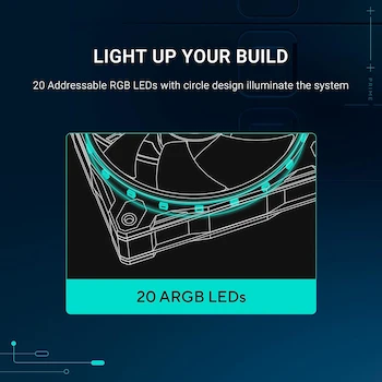 Imagen 3 de ASUS Prime MR120 ARGB Ventilador Inverso Negro Paquete Individual 120mm x 28mm Marco Extra Grueso con 20 LED ARGB