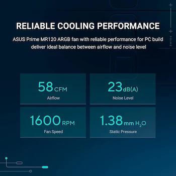 Imagen 5 de ASUS Prime MR120 ARGB Ventilador Inverso Negro Paquete Individual 120mm x 28mm Marco Extra Grueso con 20 LED ARGB