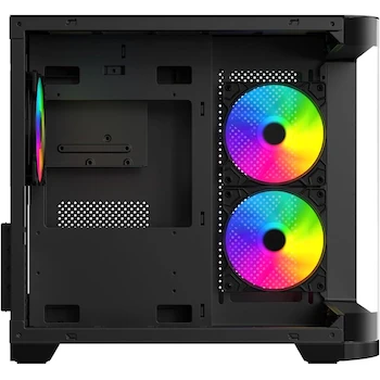 Imagen 2 de Gabinete Curvo Xzeal M-ATX/ITX 2X USB 2.0 + 1X USB 3.0 + 3.5 mm + 3 Ventiladores RGB Negro