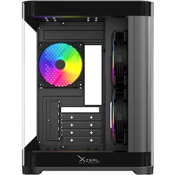 Imagen 3 de Gabinete Curvo Xzeal M-ATX/ITX 2X USB 2.0 + 1X USB 3.0 + 3.5 mm + 3 Ventiladores RGB Negro