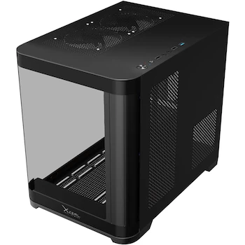 Imagen 4 de Gabinete Curvo Xzeal M-ATX/ITX 2X USB 2.0 + 1X USB 3.0 + 3.5 mm + 3 Ventiladores RGB Negro