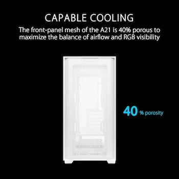 Imagen 4 de ASUS A21 Micro-ATX Case White Edition - Compatible con BTF Hidden Connector Technology