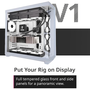 Imagen 4 de APNX V1 White – Gabinete ATX Mid-Tower Blanco Minimalist RGB Gamer Torre para PC