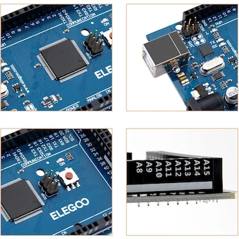 Imagen 2 de ELEGOO Mega 2560 R3 Tarjeta Placa Compatible con Arduino IDE con Microcontrolador Basada en ATmega2560 ATmega16U2 con USB Cable Azul Versión