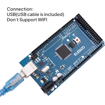 Imagen 3 de ELEGOO Mega 2560 R3 Tarjeta Placa Compatible con Arduino IDE con Microcontrolador Basada en ATmega2560 ATmega16U2 con USB Cable Azul Versión