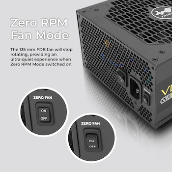 Imagen 4 de InWin VE85, Fuente de Alimentación para PC Gaming de 850W, ATX 3.0/PCI-E 5.0 con Conector True 450W 12VHPWR, Lista para NVIDIA RTX 40 Series, 80 Plus Gold, Modo Ventilador Cero, Totalmente Modular