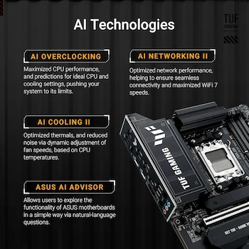 Imagen 2 de Placa Base ASUS TUF Gaming X870E-PLUS WIFI7 AMD X870E ATX Socket AM5 DDR5 Máx 256GB para AMD Ryzen 9000, 8000 y 7000 Series