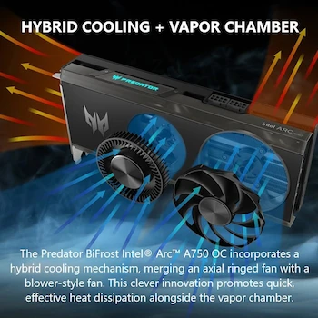 Imagen 3 de Acer Predator BiFrost Intel Arc A750 Overclocking 8GB GDDR6 Tarjeta Gráfica