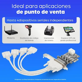 Imagen 3 de Manhattan 153584 Tarjeta Serial PCI Express de 4 Puertos con cuatro conectores DB9 Macho 16550