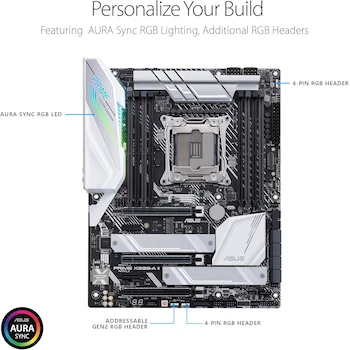 Imagen 4 de ASUS Prime X299-A II ATX Motherboard (Intel X299 Chipset, LGA 2066 Socket, DDR4 up to 4266 MHz, Max 256GB Memory, Black with Silver Accents, Size 30.5 cm x 24.4 cm)