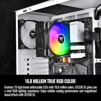 Imagen 3 de Thermaltake UX200 SE ARGB Lighting CPU Cooler CL-P105-AL12SW-A Snow Edition 120mm ARGB Tower Air Cooler 156.2mm Height 170W TDP