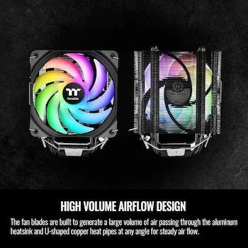 Imagen 4 de Thermaltake UX200 SE ARGB Lighting CPU Cooler CL-P105-AL12SW-A Snow Edition 120mm ARGB Tower Air Cooler 156.2mm Height 170W TDP