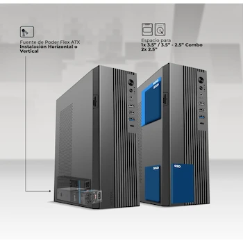 Imagen 3 de Gabinete Acteck ONEX GS450 Mini Torre Slim Micro ATX 8L Full Metálico Elite Negro AC-943086