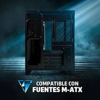 Imagen 3 de GAME FACTOR Gabinete CSG570 Fishtank Micro ATX, 2 Cristal Templado Frontal y Lateral, Sin Fuente, Color Negro