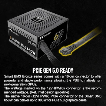 Imagen 4 de Thermaltake Smart BM3 650W 80Plus Bronze ATX 3.0 PCIe 5.0 Ready Fuente de Alimentación Semimodular Negro PS-SPD-0650MNFABU-3