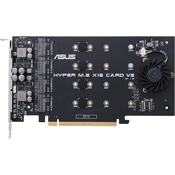 Imagen 3 de ASUS Hyper M.2 X16 PCIe 3.0 x4 Expansion Card V2 - Tarjeta de Expansión para 4 NVMe M.2 (2242/2260/2280/22110) para Intel VROC y AMD Ryzen Threadripper NVMe RAID