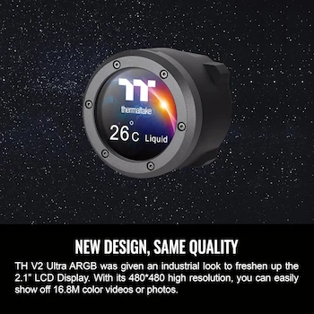 Imagen 4 de Thermaltake TH360 V2 Ultra ARGB Sync AIO Liquid Cooler - Radiador 360mm - 3 Ventiladores ARGB 120mm - Bloque de Agua LCD 2.1" - Negro - CL-W384-PL12SW-A