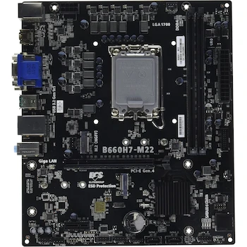 Imagen alusiva al producto Tarjeta Madre ECS B660H7-M22 Intel B660 Socket LGA 1700 DDR4 Micro ATX Color Negro