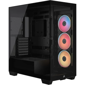 Imagen de referencia para Corsair 3500X LX-R RGB iCUE Link Caja de PC Semitorre, Modelo CC-9011324-WW, Color Negro, Dimensiones 506x460x240 mm, Soporta Placas Base Mini-ITX a E-ATX, Capacidad hasta 10 Ventiladores 120mm, Bahías 2x3.5" y 2x2.5"