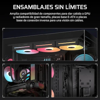 Imagen 4 de Corsair 3500X LX-R RGB iCUE Link Caja de PC Semitorre, Modelo CC-9011324-WW, Color Negro, Dimensiones 506x460x240 mm, Soporta Placas Base Mini-ITX a E-ATX, Capacidad hasta 10 Ventiladores 120mm, Bahías 2x3.5" y 2x2.5"