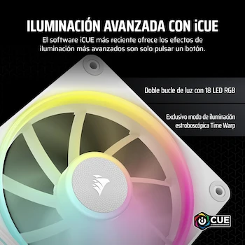Imagen 3 de Corsair iCUE Link LX140 RGB Ventilador PWM de 140 mm, Paquete Individual, Doble Bucle de Luz, Requiere iCUE Link System Hub, Tecnología AirGuide – Blanco