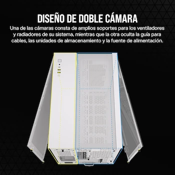 Imagen 3 de CORSAIR 2500D Airflow mATX Caja para PC - Diseño de Doble Cámara - Compatible con Placa Base de Conexión Inversa - Blanco