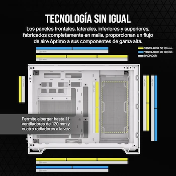 Imagen 5 de CORSAIR 2500D Airflow mATX Caja para PC - Diseño de Doble Cámara - Compatible con Placa Base de Conexión Inversa - Blanco
