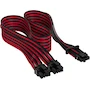 Miniatura de Corsair Premium PCIe 5.0 600W Cable PSU Gen 5 12VHPWR Type-4 Doble 8-pin a 12+4-pin Fundas Paracord con Malla Negro/Rojo
