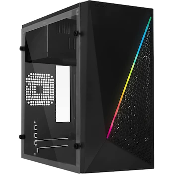 Imagen de referencia para Acteck Gabinete KIOTO GC460 Micro ATX Mini Torre Fuente 500W Panel Acrílico RGB Negro USB 3.0 AC-933070