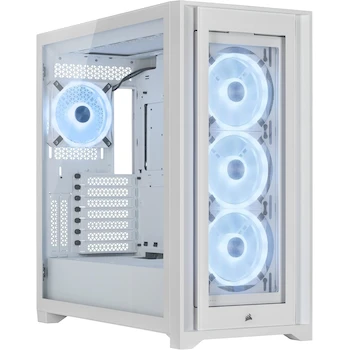 Imagen de referencia para Corsair iCUE 5000X RGB QL Edition Mid-Tower ATX Case - True White - 4x QL120 RGB Fans - Lighting Node CORE