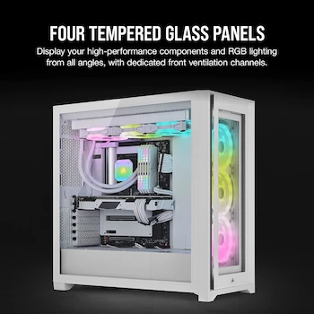 Imagen 4 de Corsair iCUE 5000X RGB QL Edition Mid-Tower ATX Case - True White - 4x QL120 RGB Fans - Lighting Node CORE