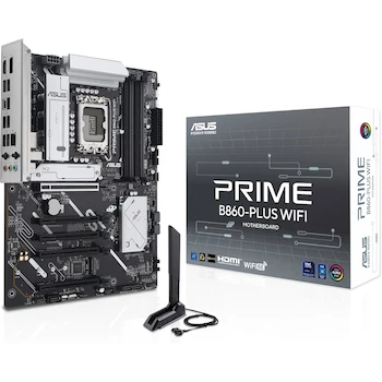 Imagen de referencia para Tarjeta Madre ASUS PRIME B860-PLUS WIFI, Color Negro, Formato ATX, Dimensiones 30.5 cm x 24.4 cm, Modelo B860-PLUS WIFI, Serie PRIME, Chipset Intel B860, Socket LGA 1851